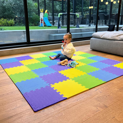 Baby Play Mat, Soft Foam Floor Tiles for Kids. Adjustable Interlocking Foam Tiles, Fits with 74x74 Playpen Baby mat for Crawling & Development, Playmat for Babies 6-12 Months