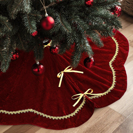 Red 48 Inch Christmas Tree Skirt Velvet Scallop Ddge
