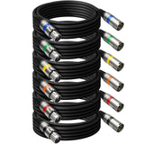 Professional 6 Pack 25FT XLR Cables, Noise Free, 3 Times Durability