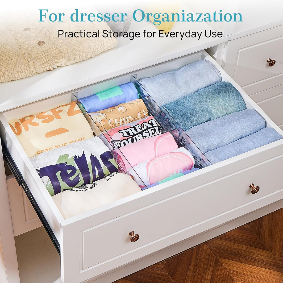 12 Pack Adjustable Clear Drawer Dividers for Clothes - photo 4
