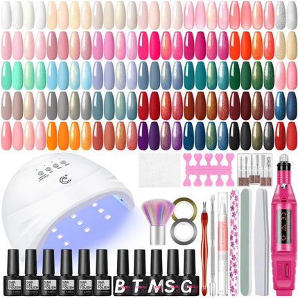 Set de 25PCS de esmalte de uñas en gel colores de otoño, esmalte en gel soak off con brillo y mate, capa superior dorada plateada con glitter, rojo marrón negro blanco verde DIY para mujeres y niñas