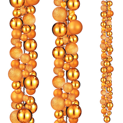 2 Pcs 6 ft Christmas Ball Ornament Garland, Champagne Gold