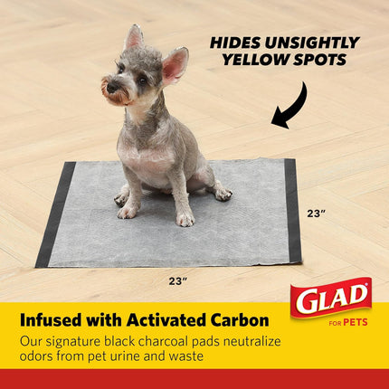 Glad for Pets Activated Carbon Dog Training Pads with Anti-Microbial Technology, Odor Eliminator Pee Mats for Dogs, 6-Layer Leak-Proof Heavy Duty Indoor Puppy Potty Pads, 23 x 23 Inches, 30 Count