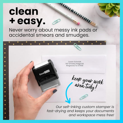 Amazon.com : ExcelMark Custom Stamp – Clear &amp; Crisp Impressions – Personalized Self-Inking Rubber Stamp – Use for Address Stamp and More (Small) : Business Stamps : Office Products