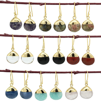 Gempires Natural Pear Cabochon Hook Earring, Meditation Earring, Handamde Jewelry, Gift for Her