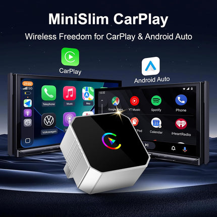 2026 Upgraded Mini Wireless CarPlay Adapter for CarPlay & Android Auto, Plug & Play, Fast, Auto Connect, No Latency 2in1 Car Play Wireless Adapter for iPhone iOS 10+ Android 11+ Information Display