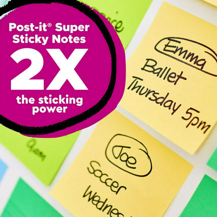 Post-it 100% Recycled Paper Super Sticky Notes, Canary Yellow, 3 in. x 3 in., 5 Sticky Note Pads, 70 Sheets per Pad, School Supplies and Office Products