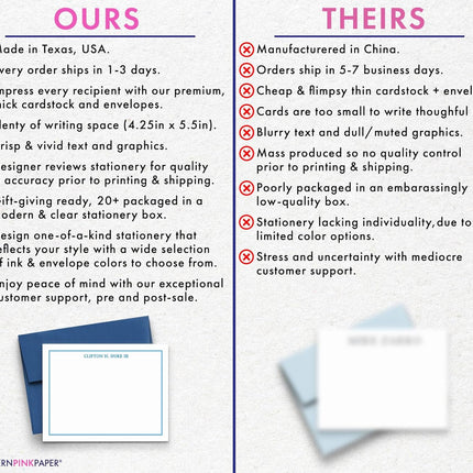 Modern Pink Paper Mens Personalized Stationery Set for Boys, Boys Personalized Thank you Notes, Men Custom Note Cards, Mens Stationary Set, Your Choice of Colors and Quantity
