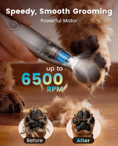 Dog Paw Trimmer, 2-Speed Low-Noise Cordless Pet Grooming Clipper with LED Light - photo 2