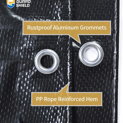 GUARD SHIELD Black Tarp 10x20 Feet Waterproof Tarps Lightweight Camping Tarp Outdoor Multi Purpose Poly Cover 6mil