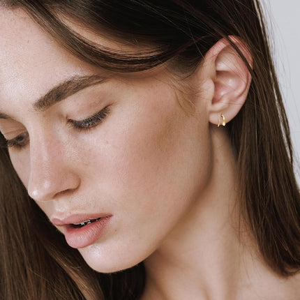 Tiny Double Hoop Earring S925 Sterling Silver Small Hammer Texture Hoop Hypoallergenic Twist Spiral Earrings for Women - Sliver & Gold