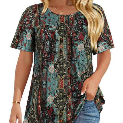 Womens T Shirts Short Sleeve Tops Casual Summer Flowy Scooped Neck Blouses