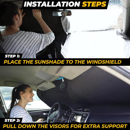 Jeep Windshield Sun Shade - 280T Thickened Material, X-Small (60" x 21"), Windshield Sun Visor Keeps Car Interior Cool, UV Heat and Dashboard Protects, fits with Wrangler, Gladiator and Rubicon