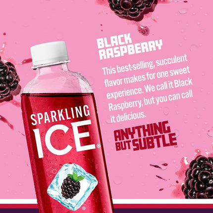 Black Raspberry Sparkling Water, Zero Sugar Flavored Water, with Vitamins and Antioxidants, Low Calorie Beverage, 17 fl oz Bottles (Pack of 12)
