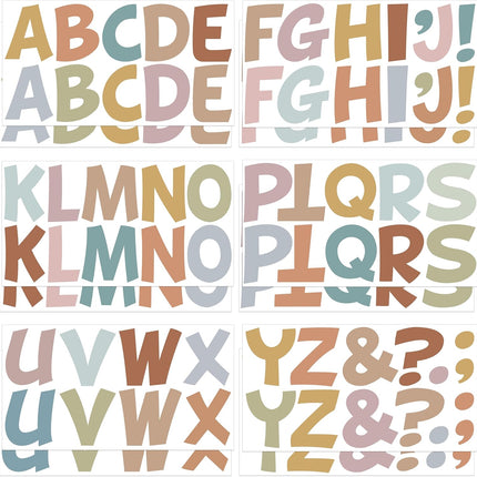 Bulletin Board Letters 132 Pcs 12 Sheets Large Letter Stickers Vinyl Self-Adhesive Alphabet Stickers Uppercase A-Z Letters for Poster Board Mailbox Party Classroom Decor DIY Crafts (2.5 Inch, Boho)