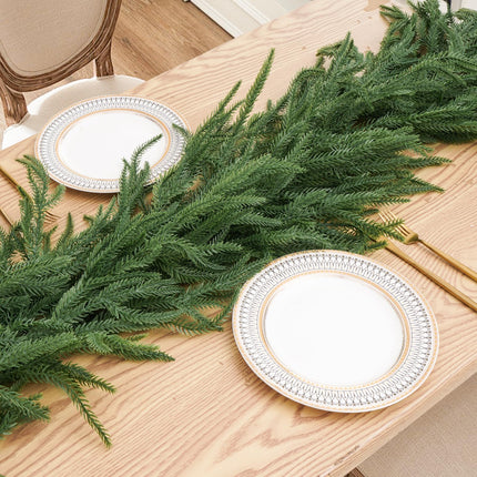9FT Artificial Norfolk Pine Garland, Realistic Christmas Greenery Garland