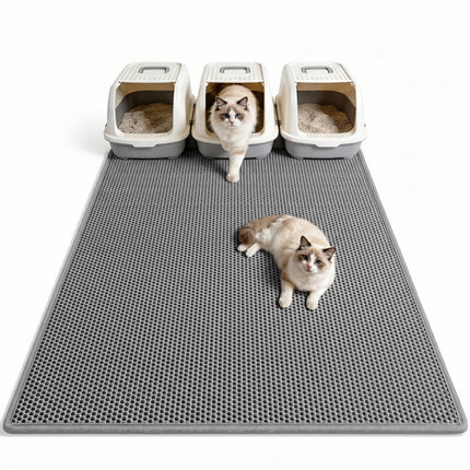 Litter Box Mat, Double-Layer Urineproof Design, 30" x 24" Gray