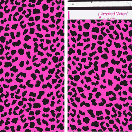 Inspired Mailers - Large Poly Mailers 14.5 x 19-50 Pack - Hot Pink Cheetah - Shipping Bags for Clothing - Mailing Envelopes - Shipping Envelopes - Poly Bags