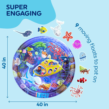 Tummy Time Water Mat, Extra Large Multi-Stage Activity Center, Inflatable Playmat Visual Stimulation Gift Infants Toddlers Boys Girls