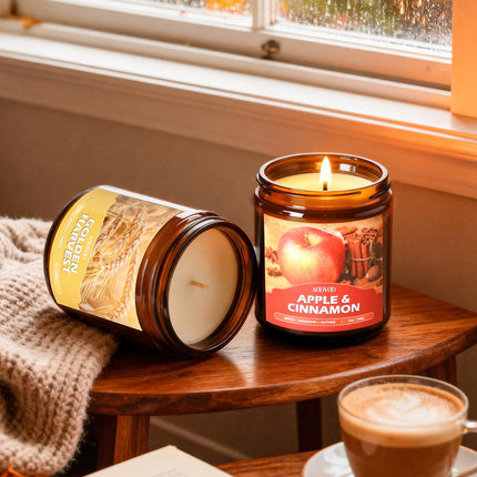 Fall Candles Set - 4 Pack Candles for Home Scented, 28 oz Natural Soy Wax 200 Hour Long Lasting, Autumn Gifts Set for Women Men Fall Fragrance of Pumpkin/Apple Cinnamon/Clove/Wheat Vanilla