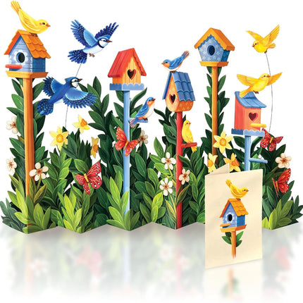 Freshcut Paper Pop Up Cards, Birdhouse Garden, 12 Inch Life Sized Forever Flower Bouquet 3D Popup Greeting Card, Birthday Cards, Thank You Card, Blank Notecard & Envelope