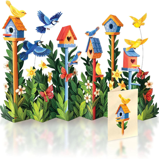 Pop Up Cards, Birdhouse Garden, 12 Inch Life Sized Forever Flower Bouquet 3D Popup Greeting Card, Birthday Cards, Thank