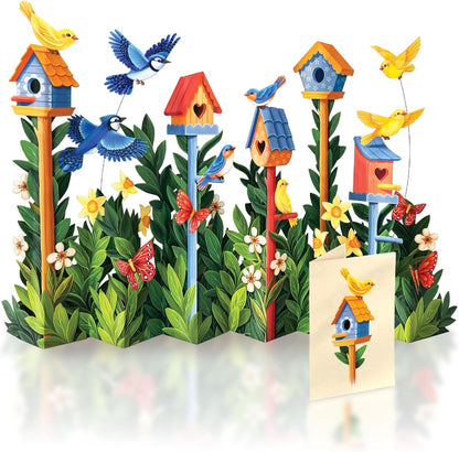 Pop Up Cards, Birdhouse Garden, 12 Inch Life Sized Forever Flower Bouquet 3D Popup Greeting Card, Birthday Cards, Thank