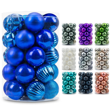 2.36''/60mm 34ct Christmas Ball Large Ornaments Party Decorations Shatterproof Festival Pendant Hangings for Xmas Tree Decor (60mm, Dark Blue)