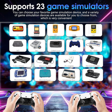 2026New Retro Game Console,40000+Games and 23 Emulators, with Dual 2.4G Wireless Controllers, Plug and Play 4K HD HDMI TV Game Stick White