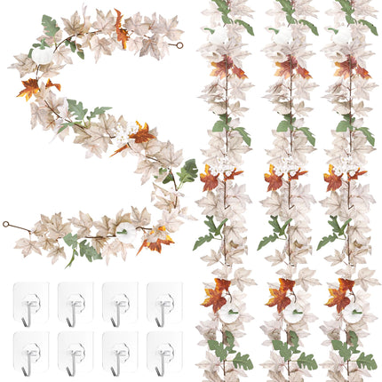 2Pack 11.8FT Fall Garland for Mantle Indoor Outdoor Thanksgiving Decor