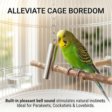 Stainless Steel Bird Bells 2-Pack Durable Hanging Bird Toy for Cage, Interactive Budgie Toys for Parakeet & Cockatiel