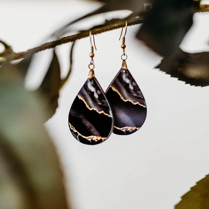 Dangle Earrings for Women Colorful Dangling Drop Statement Jewelry Printed MDF Wood Teardrop Double Side Print Handmade by The Painted Pug