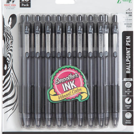Retractable Ballpoint Pen, Smooth-Flowing Black Ink, 1.0mm Medium Point, School & Office Supplies, Ideal for Note-Taking, Journal and Planner Use, 18-Pack