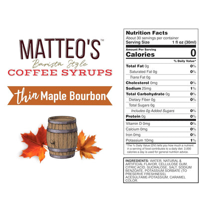Maple Bourbon Sugar-Free Coffee Syrup, Non-Alcoholic, 33.8 oz - photo 2