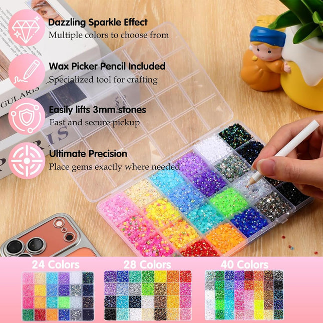 Colorful DIY Resin Rhinestone Kit for Bedazzling,Resin Jelly Rhinestones for Bedazzling,Multicolor 3mm - photo 2