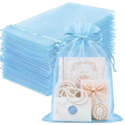 100Pcs White Organza Bags 3x4in,Small Mesh Drawstring Gift Bag