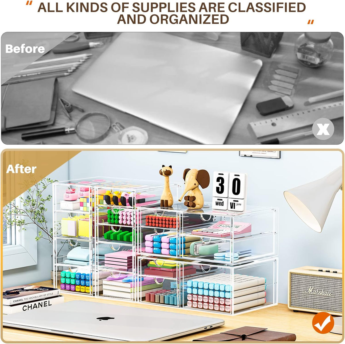Clear 16-Drawer Desktop Makeup & Office Organizer Set - photo 5