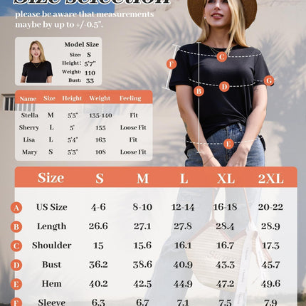 Tshirt for Women Short Sleeve Summer Tops Casual Basic Tee Shirts
