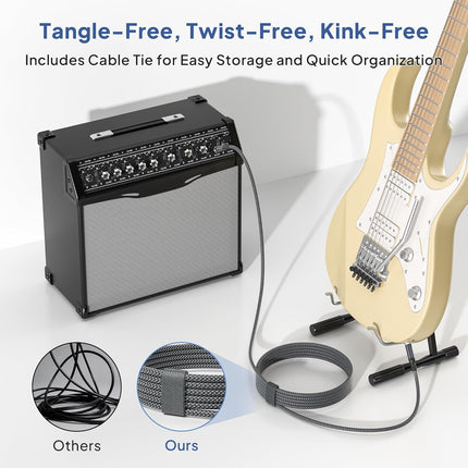 Elebase 1/4 Inch TRS Instrument Guitar Cable 10ft 2Pack,Straight 6.35mm Guitar Bass AMP Cord,Quarter Inch 6.3mm Male Jack Stereo Audio Balanced Line for Electric Guitar,Bass,Keyboard,Amplifier,Speaker