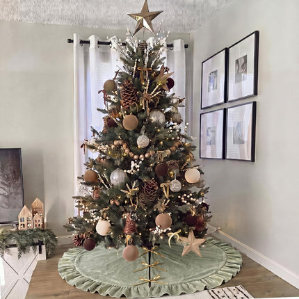Falda de árbol de Navidad de terciopelo, 48 Inches, estilo moño, verde salvia