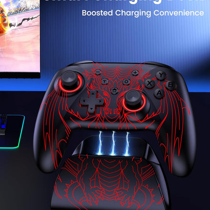 ELISWEEN Wireless Gaming Controller with Charging Dock for PC| Hall Effect Joystick & 1000Hz Polling | Programmable Back Buttons, RGB, Turbo, Gyro | Compatible with Switch/Switch 2, Android, iOS