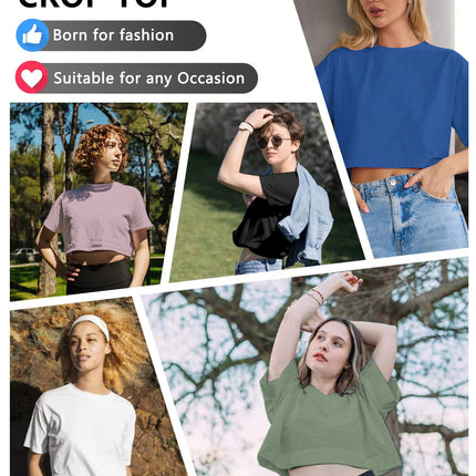 4/6 Pack Women's Crop Top Short Sleeve Athletic Workout Loose Fit