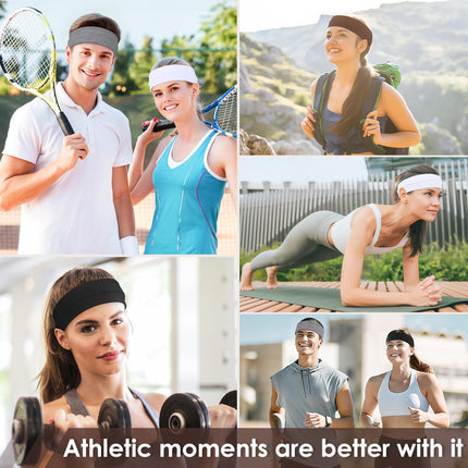 Diademas para mujer, 8pcs bandas de tela de algodón suave elásticas antideslizantes para deporte, entrenamiento, yoga y running