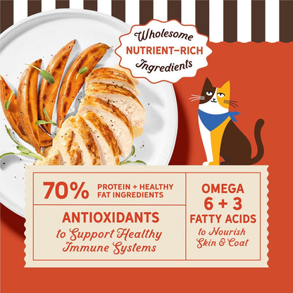 Grain Free Chicken and Sweet Potato Recipe Natural Dry Cat Food for Adult Cats, High Protein, Outdoor or - photo 2