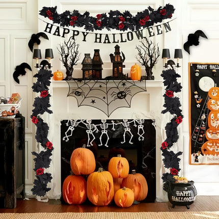 Artificial Black Garland Hanging Vine Artificial Red Floral Garland