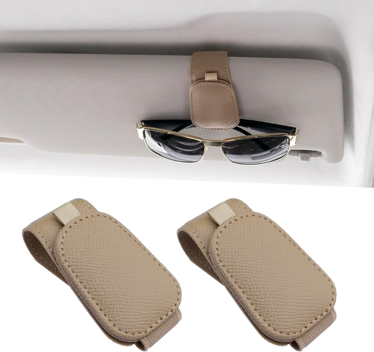 2 Packs Magnetic Sunglass Holder for Car Visor - Universal Sunglasses Clip for Different Size Eyeglasses - Convenient