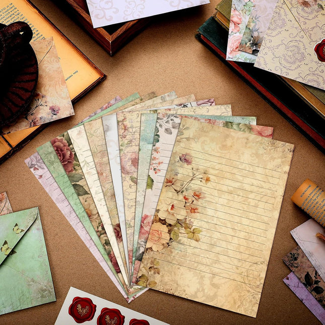 160 Pcs Stationery Paper Set 50 Double Sided Stationery Papers with 50 Matching Envelopes and 60 Round - photo 2