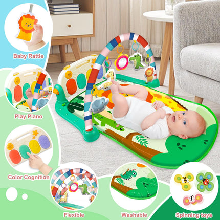 Baby Gyms Play Mats, Tummy Time Mat Toys, Infant Play Mat and Activity Gym, Baby Activity Mat Toys,Baby Play Piano Gym Mat, Play Mats for Babies Newborns and Toddlers 0-3-6-12 Months