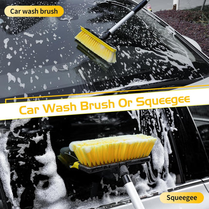 Ordenado 56" Car Wash Brush with Long Handle - Car Cleaning Brush with Soft Bristle & Squeegee, Scratch-Free Car Cleaning Mop Kit for Washing Exterior & Snow, Universal for RV Boat Truck SUV Yellow