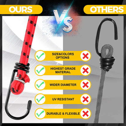 12 Pack Bungee Cords with Hooks,Heavy Duty Outdoor Elastic Straps